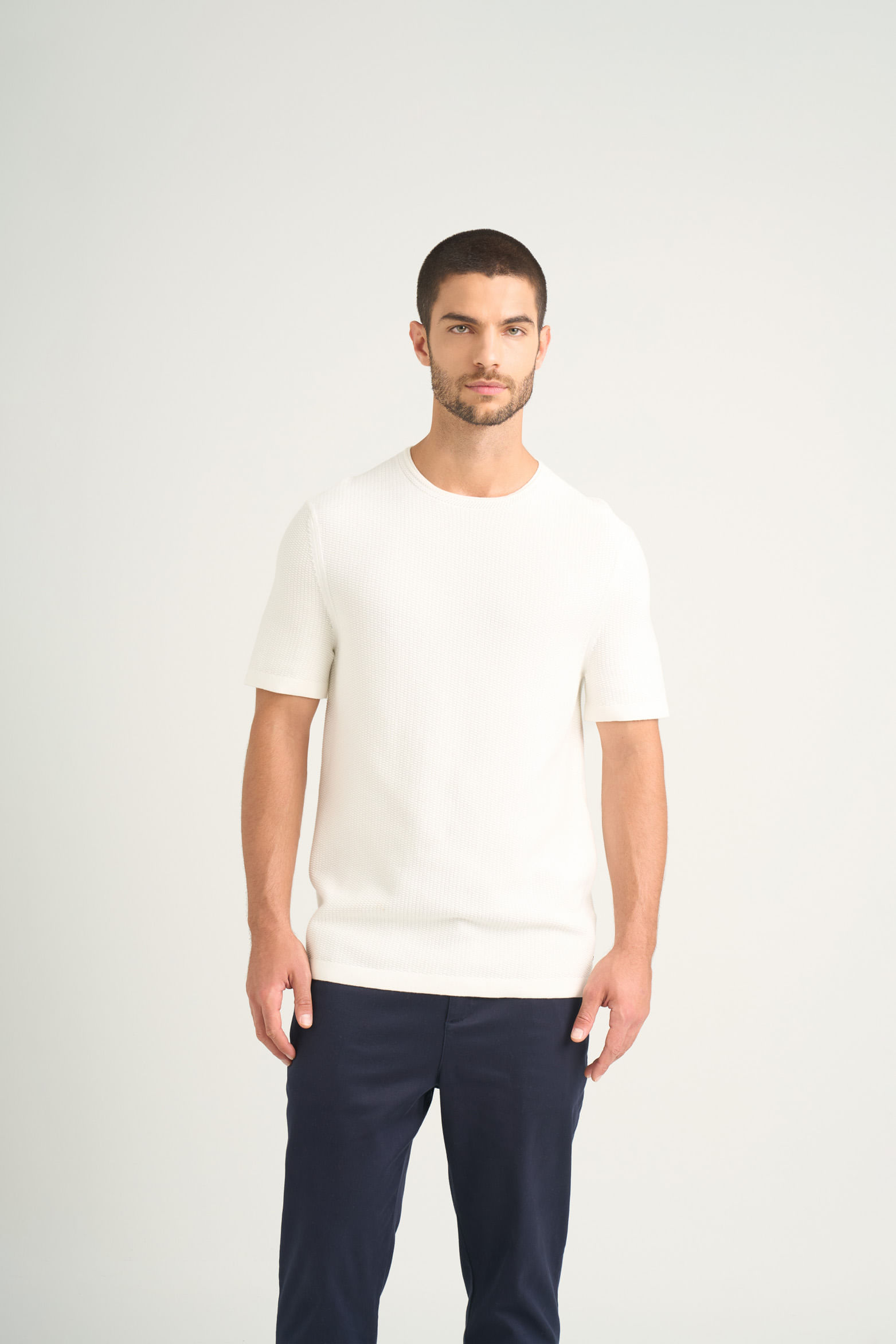 Polera Lucca manga corta para hombre cuello redondo