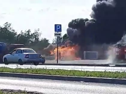 Черный дым поднимался в небо: пожар на трассе М-5 под Сызранью попал на видео