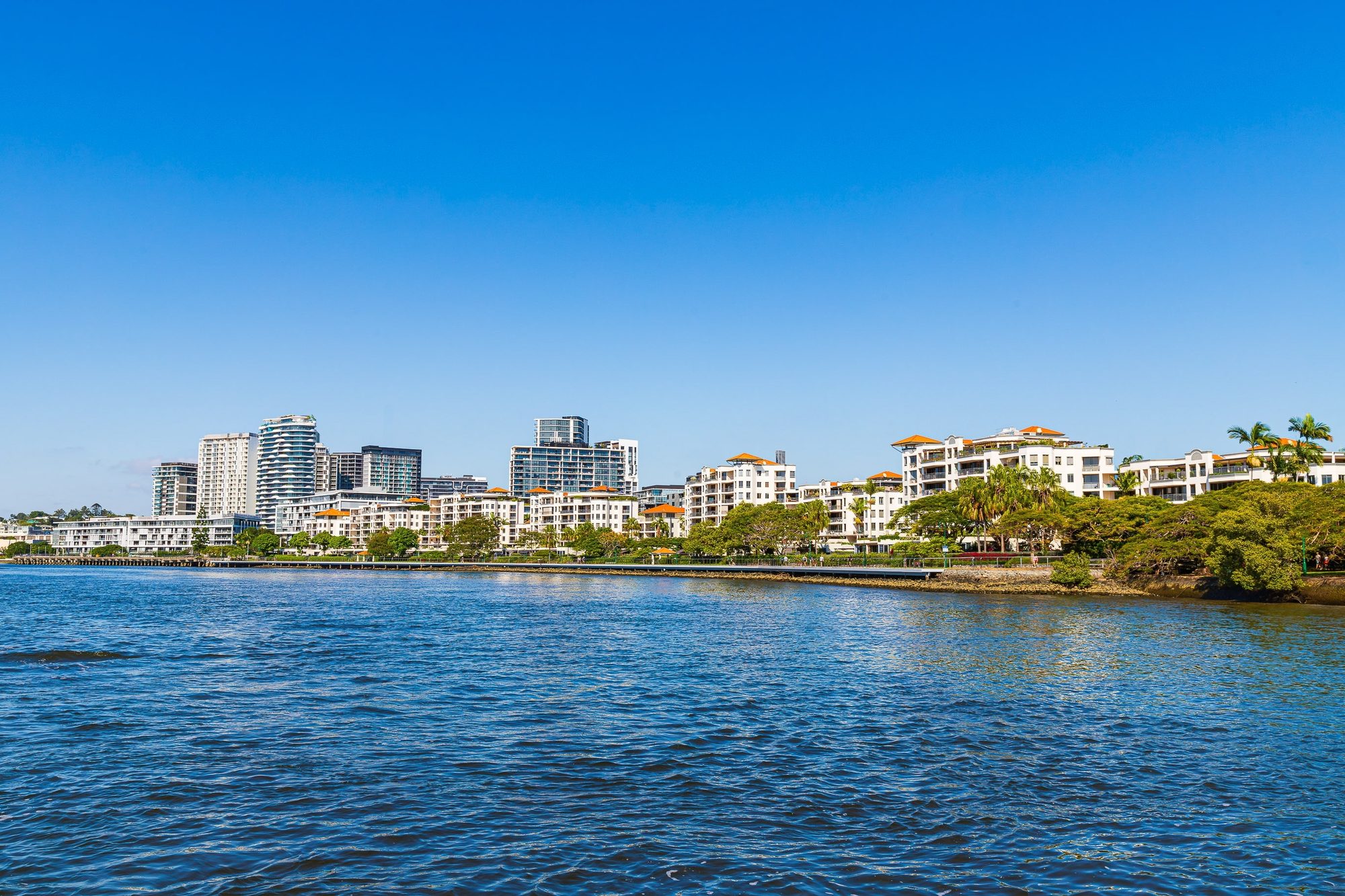 Riverside apartments along the Brisbane River