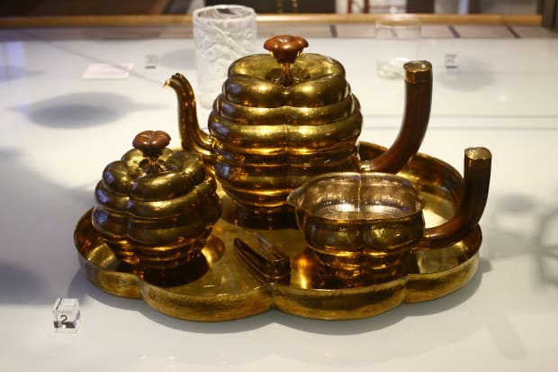 josef hoffmann golden tea set