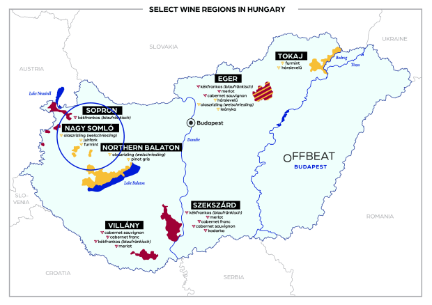 hungary wine regions map somlo