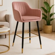 Silla Alta Tapizada Sillon Eames Rosa Terciopelo