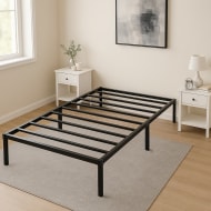 Base Cama Individual Box Plegable Metal Acero Soporta 150kg Negro Plegable