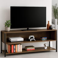 HOUZER Mueble TV 3 Niveles Estructura Acero 121 cm Capacidad 100 kg Cafe