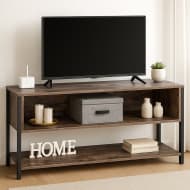 HOUZER Mueble TV 3 Niveles Estructura Acero 121 cm Capacidad 100 kg Cafe
