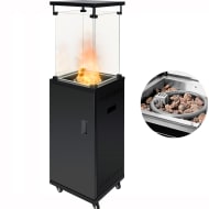 JARDIMEX Calentador Exterior Gas LP Fogata 42000 BTU Vidrios Rocas Negro