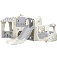 LITTLE MONKEY Centro Juegos Infantil Multijuego Trampolin Resbaladilla Gris