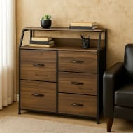 Comoda Mueble 5 Cajoneras Metal Organizador Madera