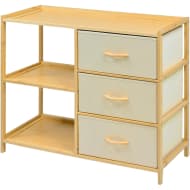 Comoda Cajonera Mueble Bambu Organizador 3 Cajones Estantes Blanco