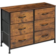 Comoda Cajonera Mueble 6 Cajones Tela Organizador Metalico Café Claro