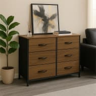 Comoda Cajonera Mueble 6 Cajones Tela Organizador Metalico Café Claro