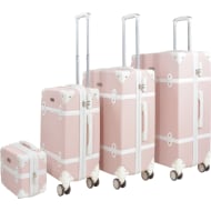 Set 4 Maletas Rosa Vintage Resistentes Retro Tipo Baul