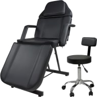 NANOFORT Silla Facial Reclinable Cama Spa Masaje Banco Negra