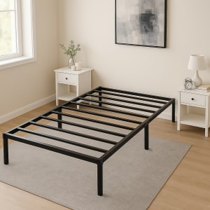 Base Cama Individual Box Plegable Metal Acero Soporta 150kg Negro Plegable