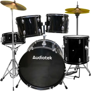 AUDIOTEK Drum Set Tambores Acustico 5 Piezas Bombo 22 Platillos Baquetas