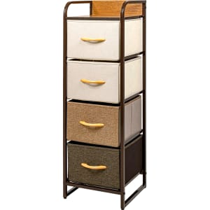 HOUZER Comoda Torre Vertical Compacta 4 Cajones Tela Acero 50 kg Cafe