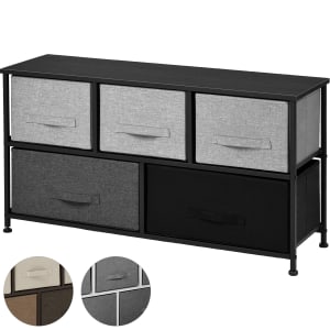 HOUZER Comoda Horizontal 5 Cajones Tela Estructura Acero 70 kg Negra