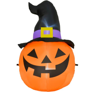 HOUZER Inflable Halloween Calabaza Sombrero LED 1.2 Metros Inflado Rapido