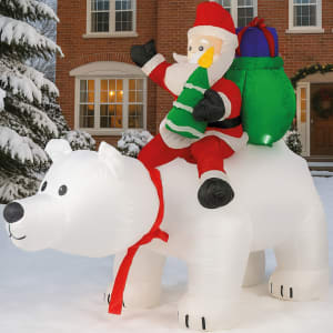 HOUZER Inflable Navidad Santa Oso Polar Movimiento 190cm Exterior LED