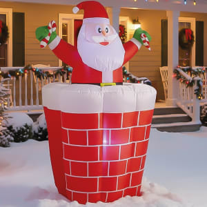 HOUZER Inflable Navidad Santa Chimenea Movimiento 150cm Exterior LED