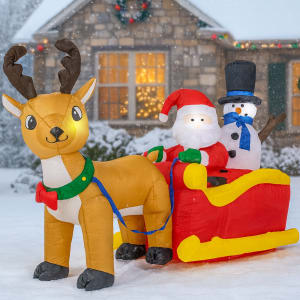 HOUZER Inflable Navidad Trineo Santa Claus Muneco Nieve LED 220cm Rojo
