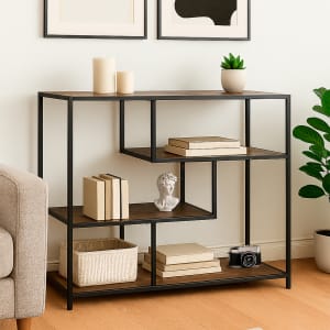 Estante Librero Organizador Mueble 4 Niveles Madera Acero Café