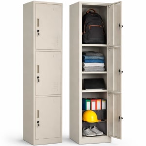 RACK AND PACK Locker Metalico 3 Puertas Casilleros Chapa Acero 1.8 m Gris