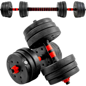 CENTURFIT Set Mancuernas Ajustables 20kg 2en1 Barra 12 Discos Guantes