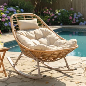 JARDIMEX Silla Mecedora Nido Ratan Sintetico Balanceo Exterior Jardin
