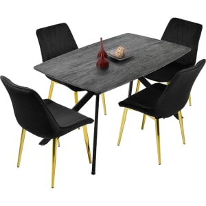 Mesa Comedor Nordico 4pers Gris Casa Hogar Lujo 130x80x74 Gris Oscuro Negro