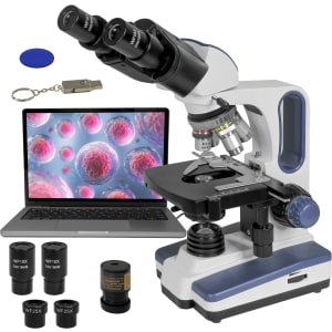 Microscopio Acromatico Binocular Camara 10x-100x Profesional Blanco
