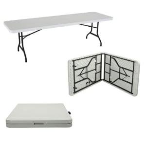 Mesa Plegable Hogar Comedor Plastico Tipo Portafolio 2.44m Blanco