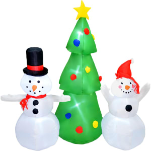HOUZER Inflable Navidad Munecos Nieve Pino LED Inflado Rapido Multicolor