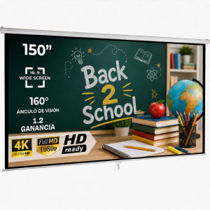 AUDIOTEK Pantalla Proyeccion Manual 150 Pulgadas 16:9 Retractil Blackout