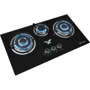 GUTSTARK Parrilla 3 Quemadores Cristal Templado Gas LP Natural Empotrable