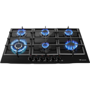 Gutstark Parrilla Gas 6 Quemadores Cristal Templado Empotrable Acero Inox