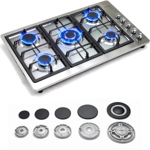 Gutstark Parrilla Gas 5 Quemadores Acero Inox Empotrable Multigas Plateada