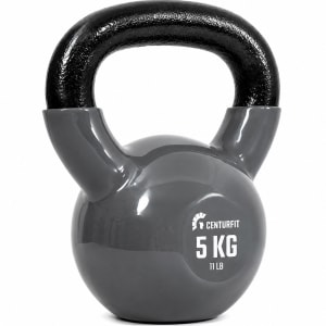 CENTURFIT Pesa Rusa Kettlebell 5 kg Hierro Fundido Cubierta PVC Gris