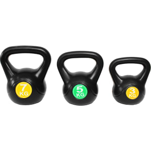 CENTURFIT Set Pesas Rusas Kettlebell 3 5 7 kg 15 kg Negro Gym Casa