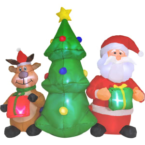 HOUZER Inflable Navidad Santa Reno Arbol 1.5 Metros 7 LED Multicolor