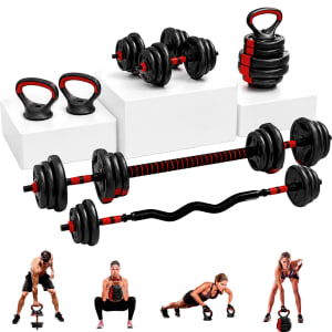 CENTURFIT Set Pesas Ajustables 30 kg Barra Z Barra Recta Mancuernas Discos