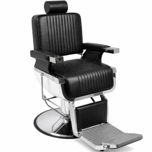 NANOFORT Sillon Barberia Metalico Reclinable Giro 360 200 kg Negro
