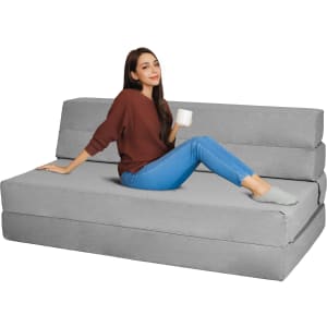 HOUZER Sofa Cama Matrimonial Plegable 3 Posiciones Foam Colchon 192 cm Gris