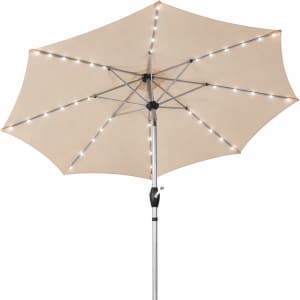 JARDIMEX Sombrilla LED 2.7m Panel Solar Jardin Exterior Beige