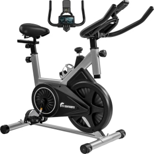 CENTURFIT Bicicleta Spinning Fija Volante 6 kg Monitor Soporte Celular Gris