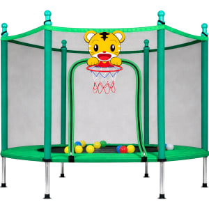 LITTLE MONKEY Trampolin Infantil 55 Red Seguridad Canasta Basquetbol Azul