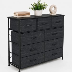 Comoda Cajonera 9 Cajones Tela Marco Acero Organizador Gris