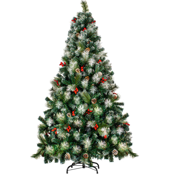 JARDIMEX Arbol Navidad Nevado Verde 1.90m 900 Ramas Cerezas Frondoso