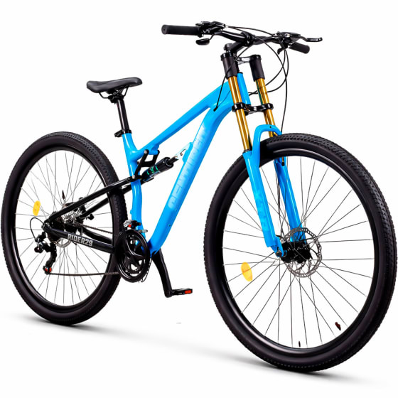 CENTURFIT Bicicleta Montana Rodada 29 Doble Suspension Frenos Disco Azul