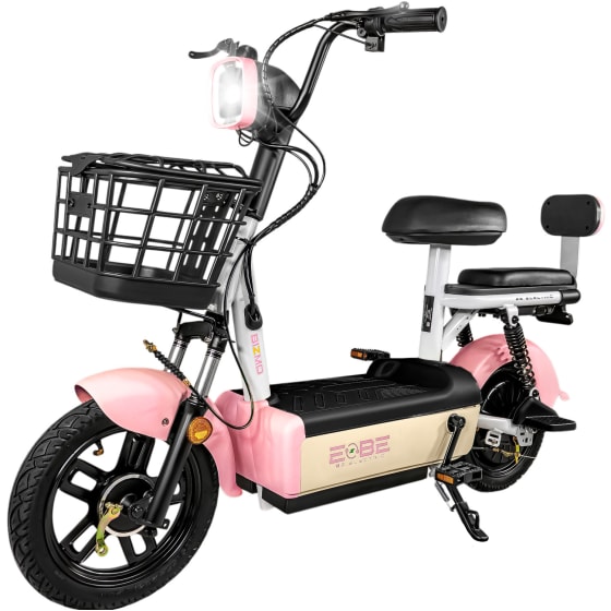 BIZMO Bicimoto Electrica 350W 48V 25 km/h Full LED Alarma Rosa
